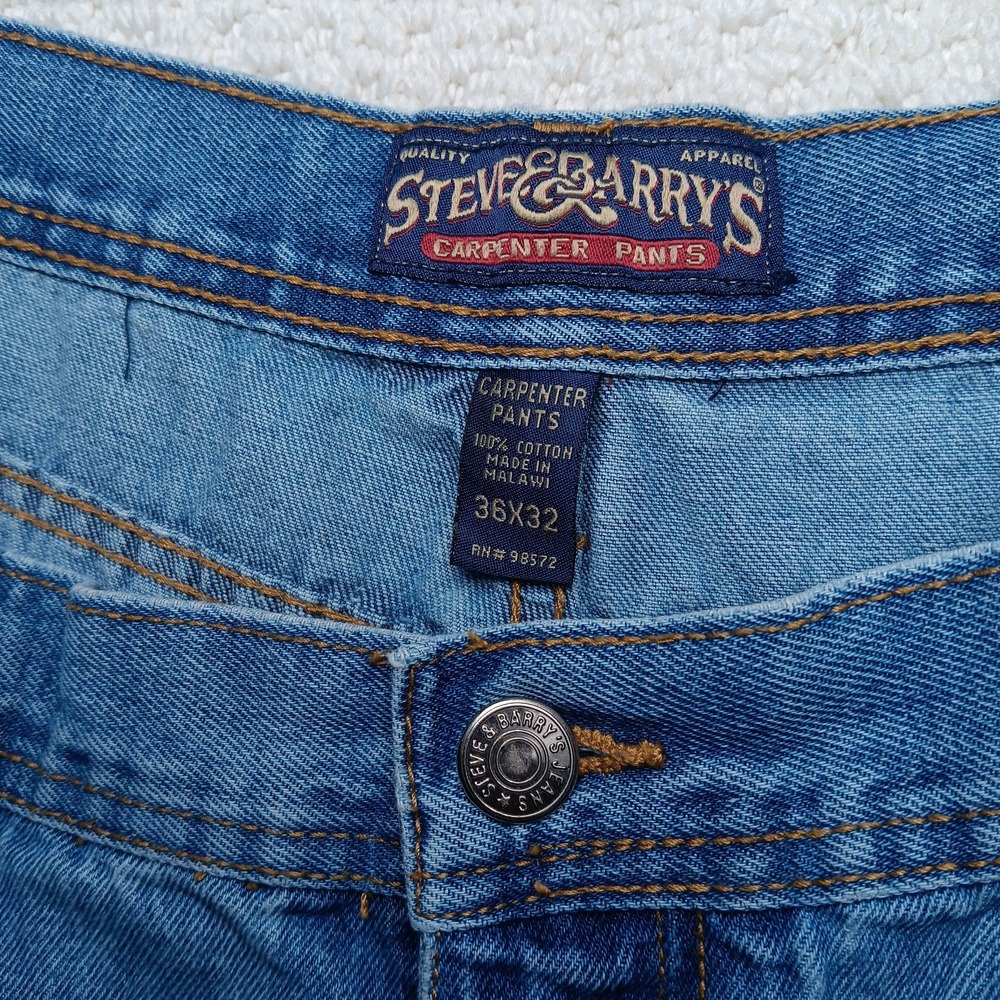 Steve & Barry's Carpenter Jeans 36x32‎ Light Wash Denim Utility Pockets Y2K
